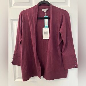 Evolution By Cyrus Myna Button Sleeve Cardigan Burgundy Red Size Medium